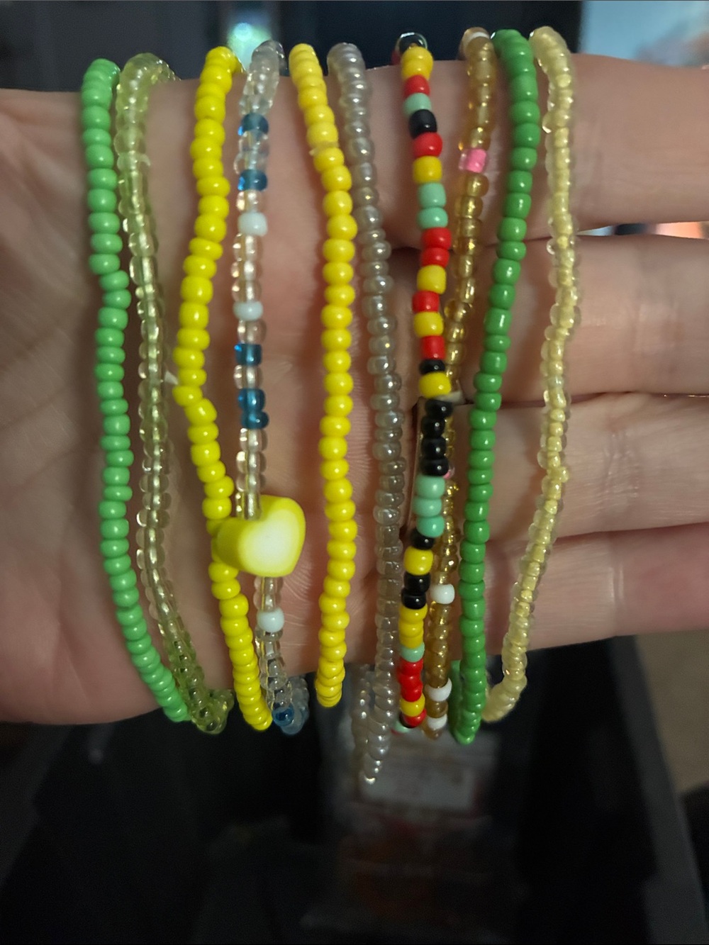 🆕 Beaded Multicolor Stretch Bracelets - Yellow & Green